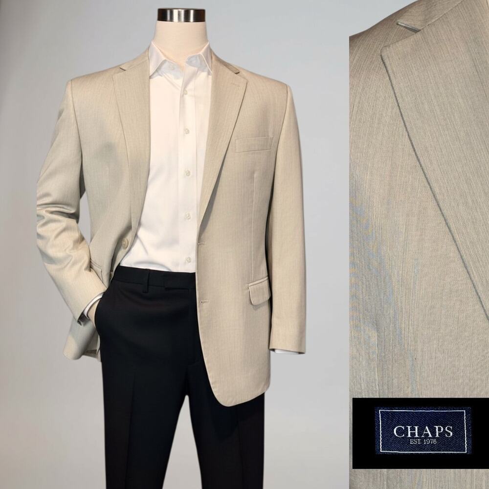 Chaps 44R Beige Light Tan Casual Blazer Sport Coat Jacket